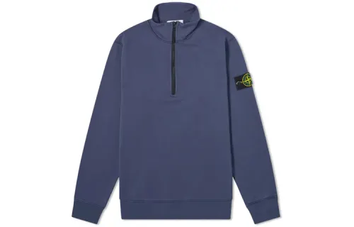 STONE ISLAND Sweatshirts Men's Blue Stand Collar Moderate Regular