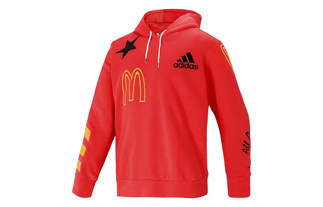 Adidas Sweatshirts Men's Bright Pink Red Fluorescent Hooded Moderate Regular