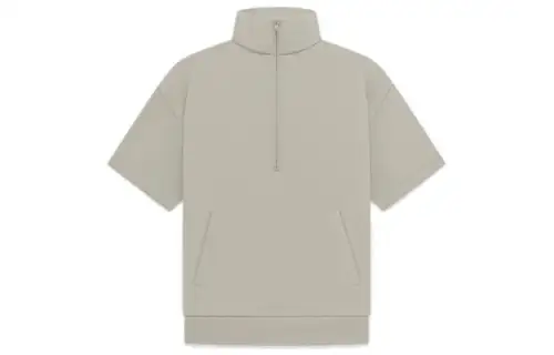 Fear of God Essentials Drop2 SS23 LS Halfzip 3/4 Sleeve Shirt Seal Solid Color Half-Zip Medium Long Sleeve American Heavyweight Sweatshirt Men's Seal Gray