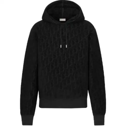 DIOR Quarterly New Products Sweatshirts Men's Black Hooded Moderate Regular