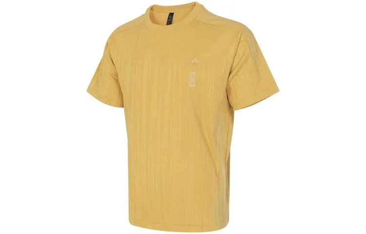 Adidas T-Shirts Men's Yellow Crew Neck Moderate