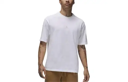 Jordan Flight Essentials T Shirts Men's White Crew Neck Moderate Straight Fit