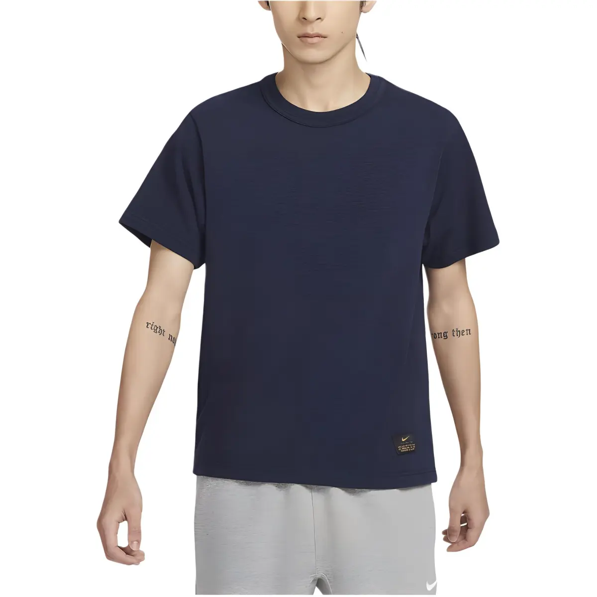 Nike T-Shirts Men's Navy Blue Crew Neck Moderate Straight Fit