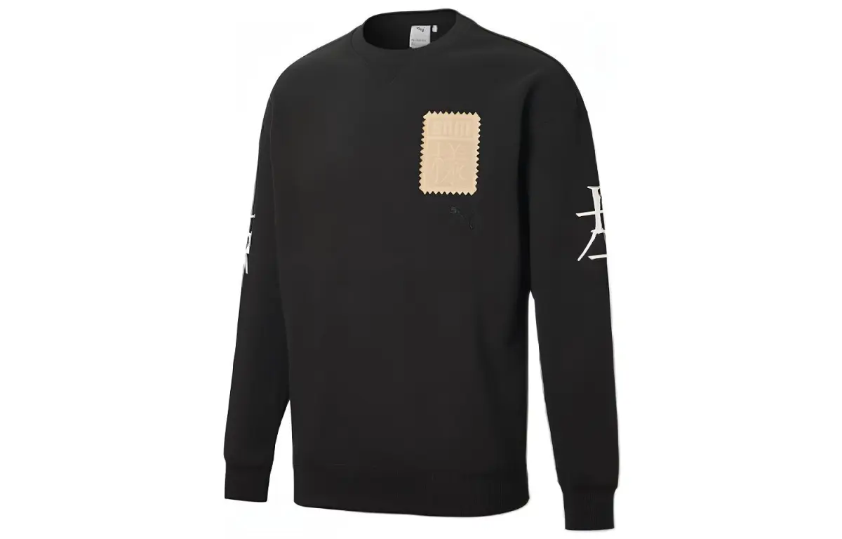 PUMA Sweatshirts Men's Black Crew Neck Moderate Regular