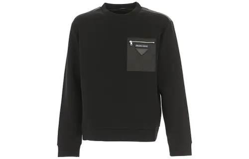 PRADA Sweatshirts Men's Black Crew Neck Moderate Regular