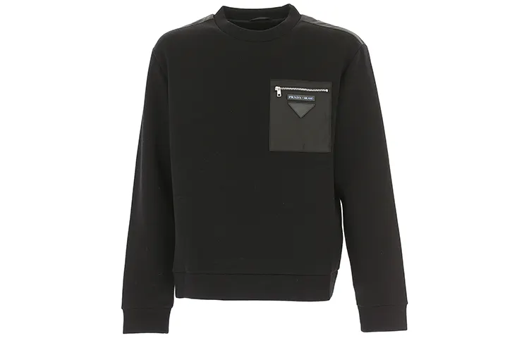 PRADA Sweatshirts Men's Black Crew Neck Moderate Regular