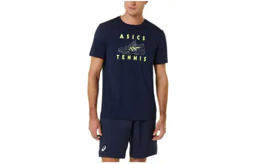 Asics Court Shoes Graphic Tee T Shirt Men's Dark Blue
