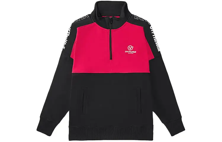 Vans Sweatshirts Men's Black Red Multicolor Stand Collar Moderate Regular