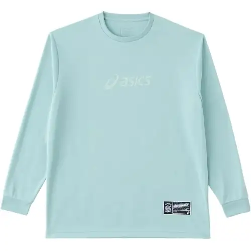 ASICS T Shirts Unisex Cyan Crew Neck