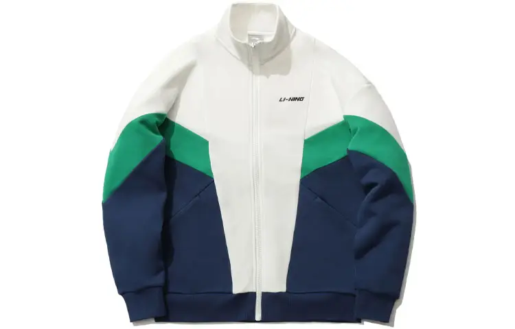 Li Ning Sports Fashion Collection Fleece Lined Loose Fit Cardigan Sweatshirt Men's White Blue