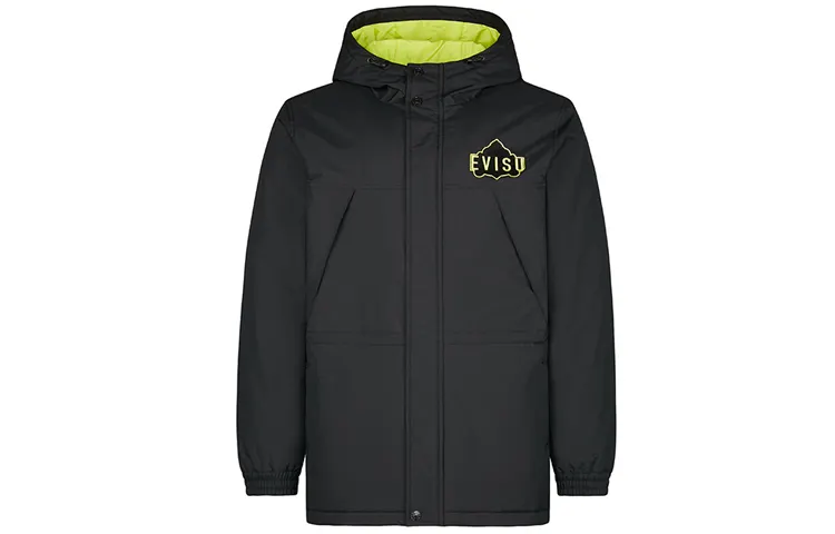 EVISU Sweatshirts Men's Black Hooded Moderate Cardigan