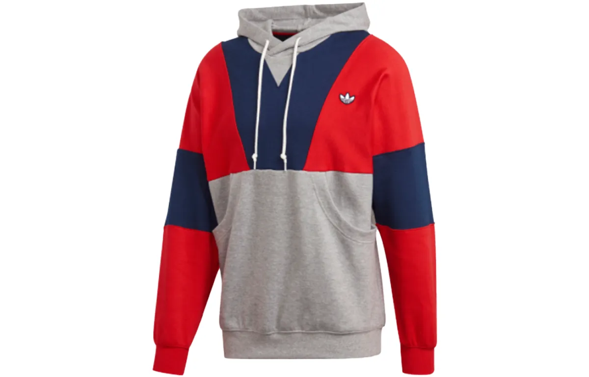 Adidas Originals Hoody Colorblock Sweatshirts Men's Gray Red Blue Hooded Moderate Regular
