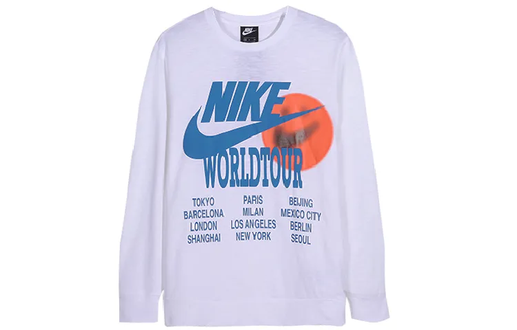 Nike Sweatshirts Men's White Crew Neck Moderate Regular