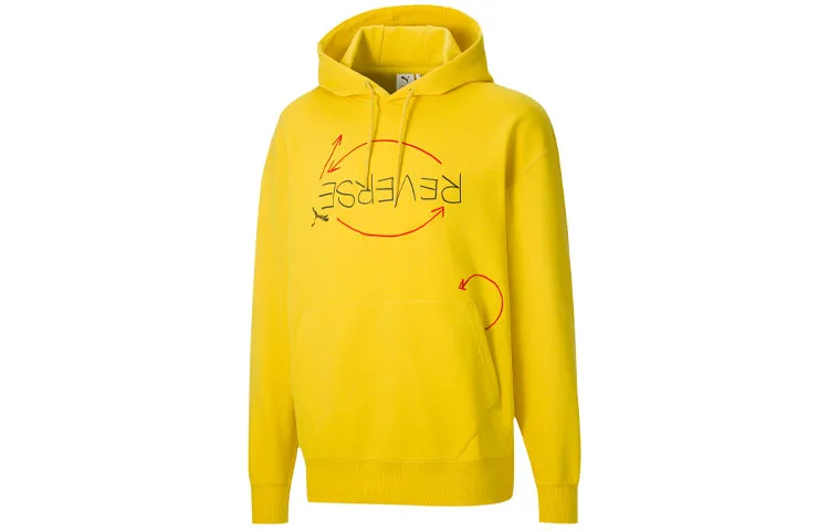 PUMA Sweatshirts Men's Bright Yellow Hooded Moderate Regular
