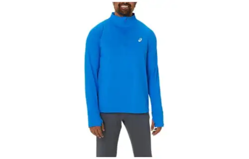 ASICS THERMOPOLIS T Shirts Men's Blue Stand Collar Moderate Straight Fit