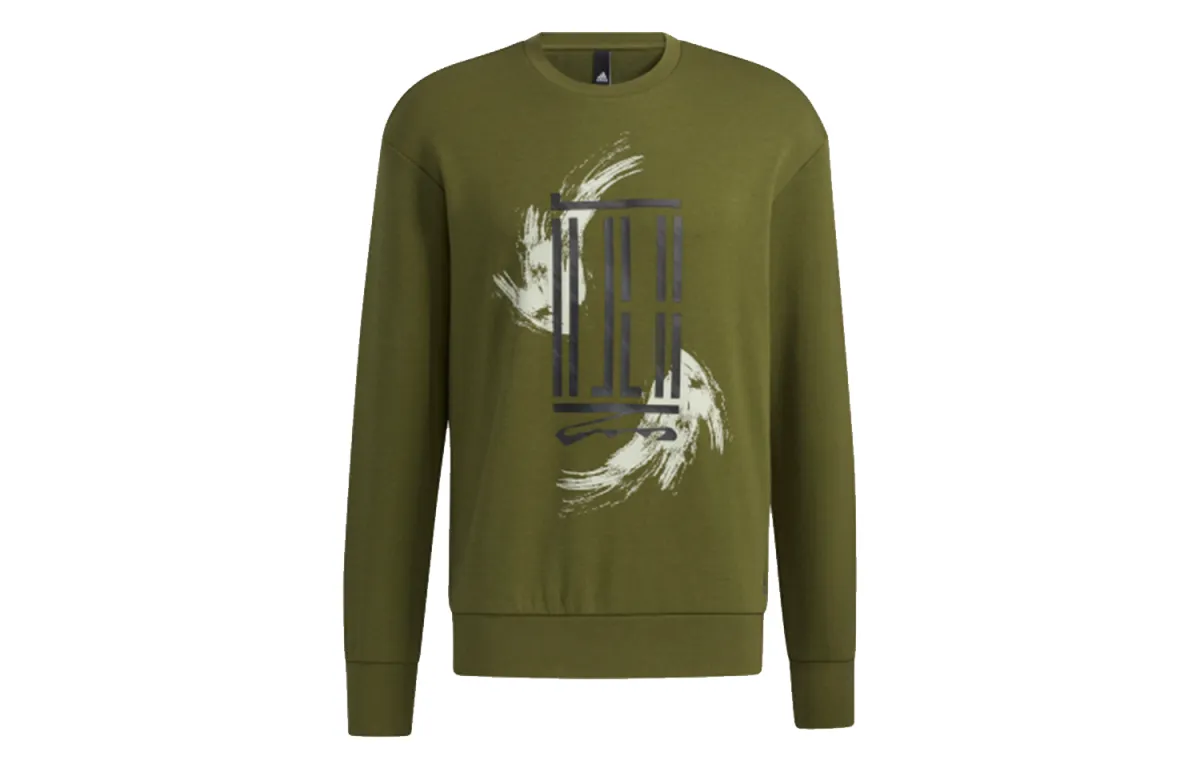Adidas Sweatshirts Men's Green Crew Neck Moderate Straight Fit