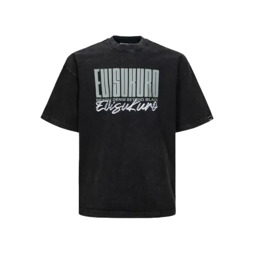 EVISU T Shirts Men's Black Crew Neck Moderate Straight Fit