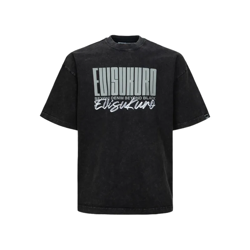 EVISU T Shirts Men's Black Crew Neck Moderate Straight Fit