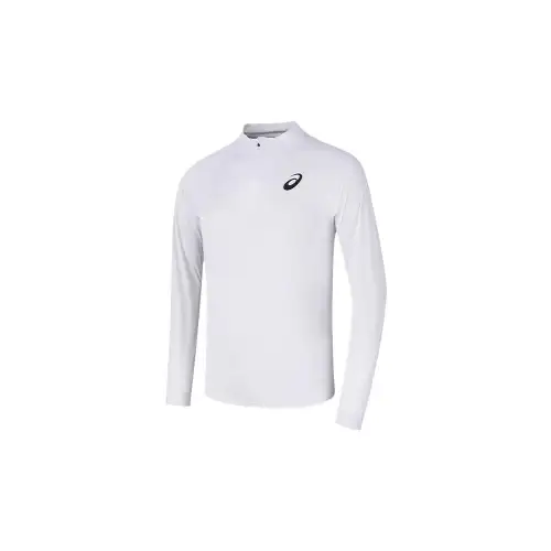 ASICS T Shirts Men's White 100 Stand Collar Moderate