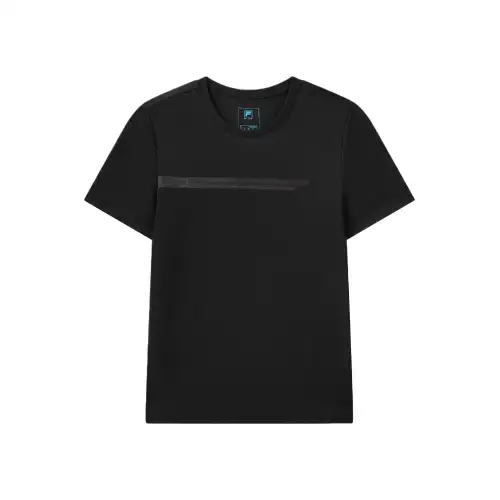 FILA T Shirts Men's Jet Black Crew Neck Moderate Straight Fit