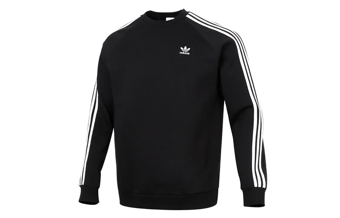 Adidas Originals 3-Stripes Sweatshirts Men's Black Crew Neck Moderate Regular