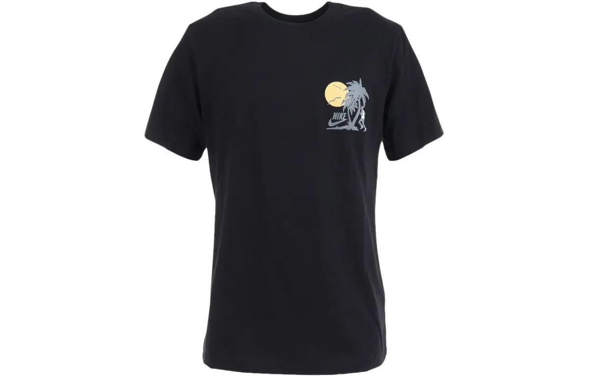 Nike T-Shirts Men's Black Crew Neck Moderate Straight Fit