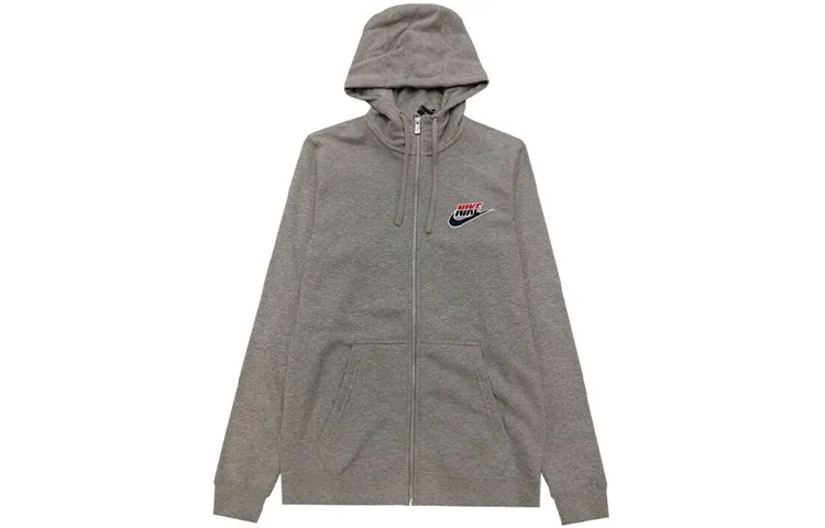 Nike Sweatshirts Men's Gray Hooded Moderate Cardigan
