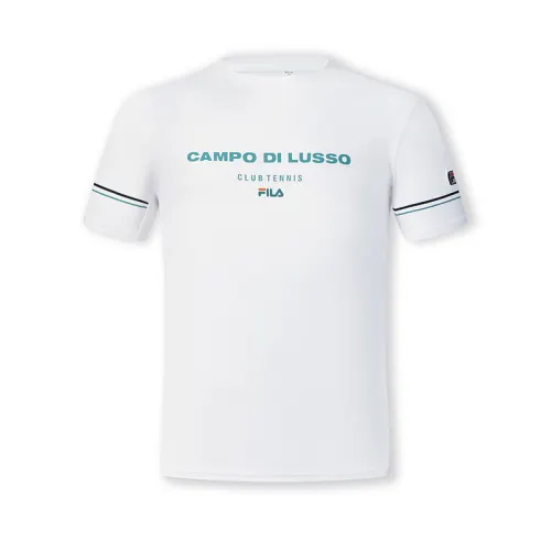 FILA T Shirts Men's Jade White Crew Neck Moderate Straight Fit