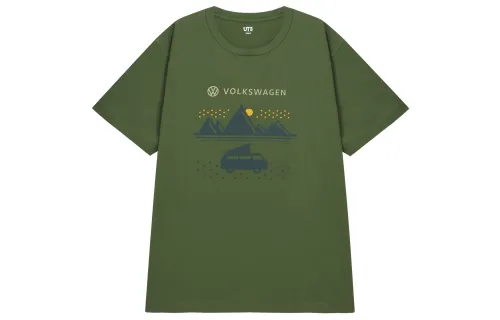 UNIQLO T Shirts Unisex Green Crew Neck