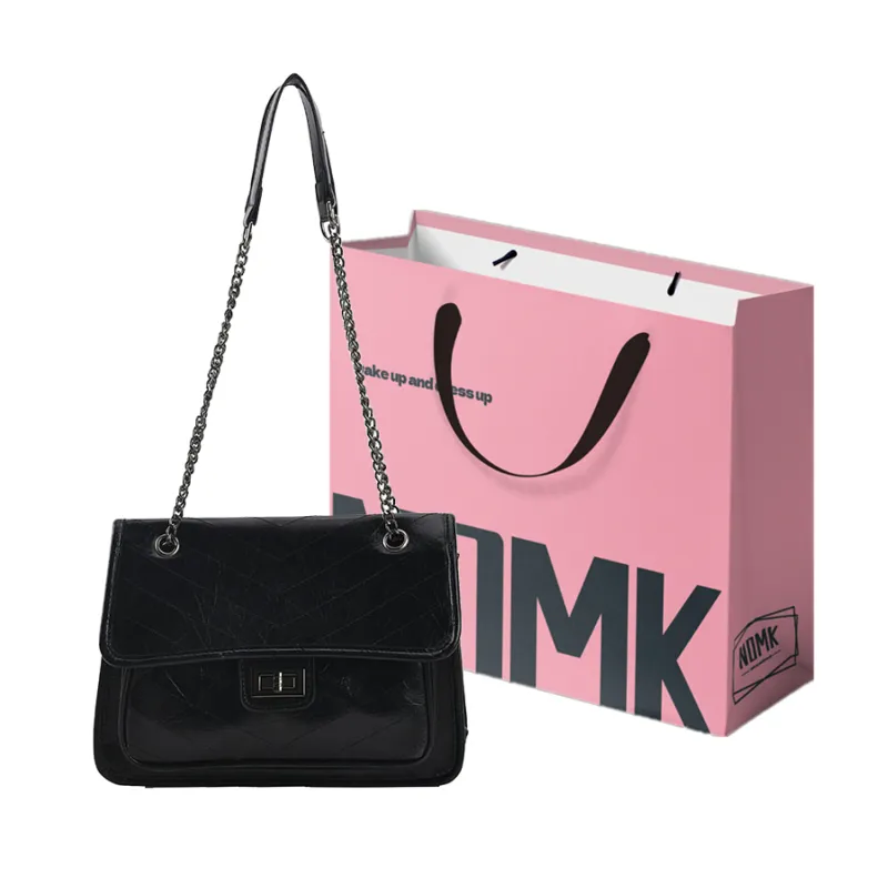 NOMK Pu Tote Bag, Shopping Bag, Shoulder Bag, Crossbody Bag Women's Black
