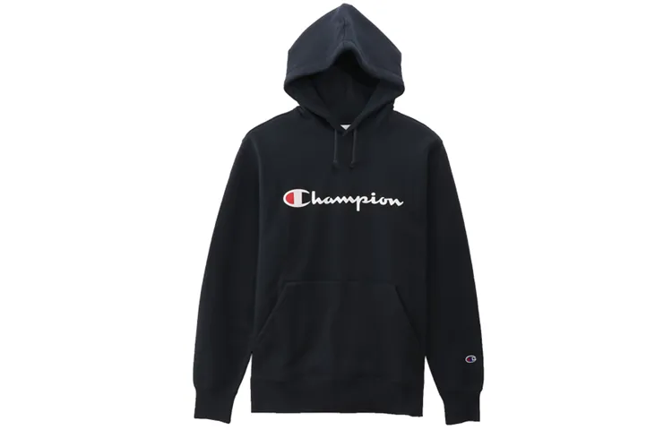 Champion Sweatshirts Unisex Dark Blue Hooded Thickened Regular