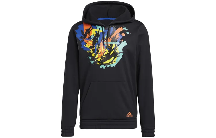 Adidas Sweatshirts Men's Black Hooded Thickened Regular