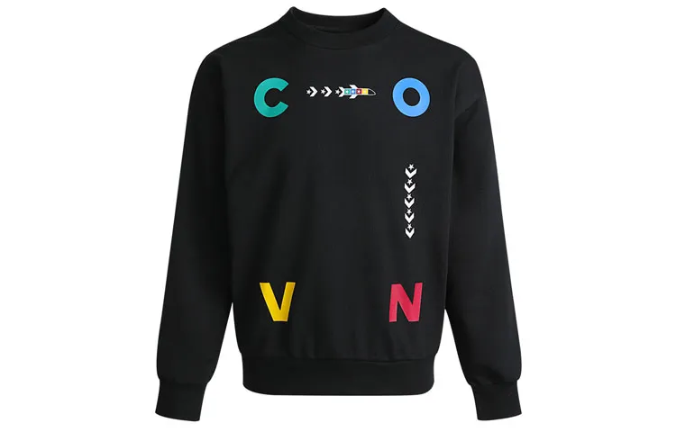 Converse Sweatshirts Unisex Black Crew Neck Moderate Straight Fit