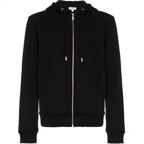 KENZO Sweatshirts Men's Black Hooded Moderate Cardigan
