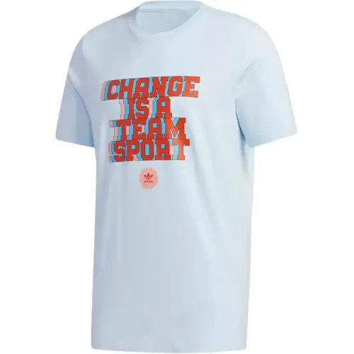 Adidas Originals Change Is A Team Sport Slogan T Shirt Men's Sky Blue