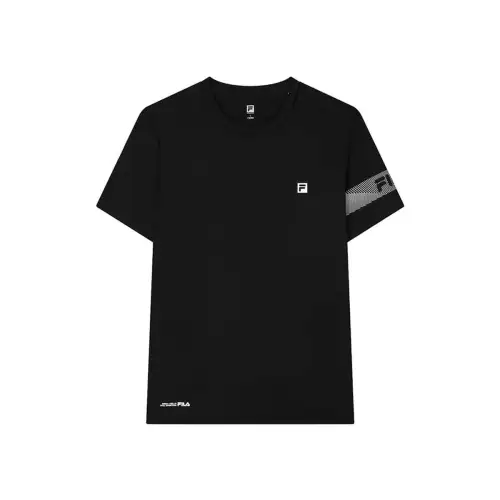FILA T Shirts Men's Pitch Black Crew Neck Moderate Straight Fit