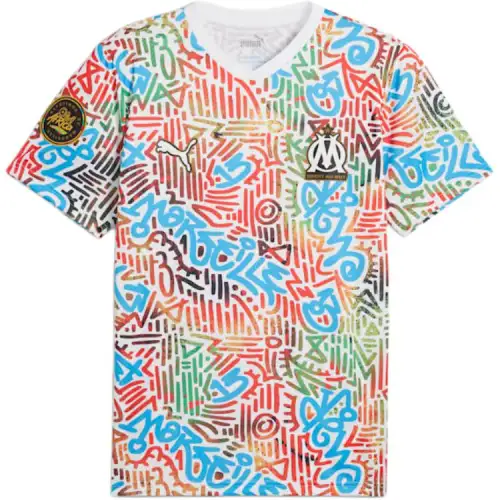 PUMA T Shirts Men's Red Blue Crew Neck Moderate Straight Fit