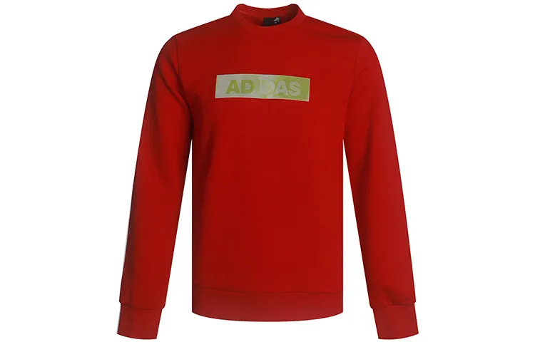Adidas Sweatshirts Men's Red Crew Neck Moderate Straight Fit