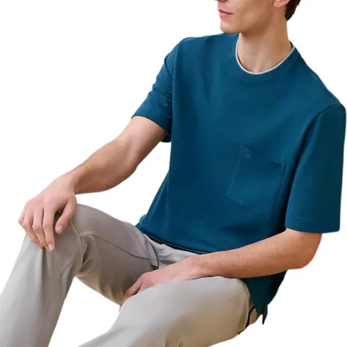 HERMES SS24 T Shirt Men's Oil Blue
