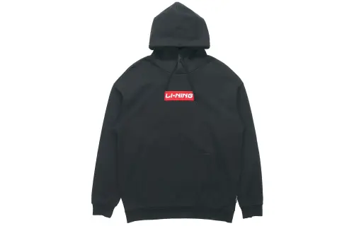 Li Ning Sweatshirts Unisex New Standard Black Hooded Moderate Regular