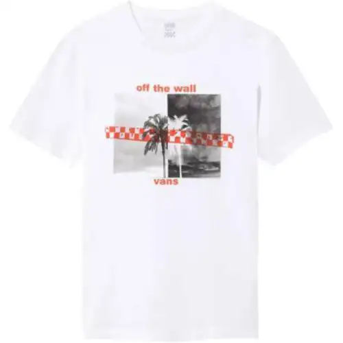 Vans T Shirts Men's White Crew Neck Moderate Straight Fit