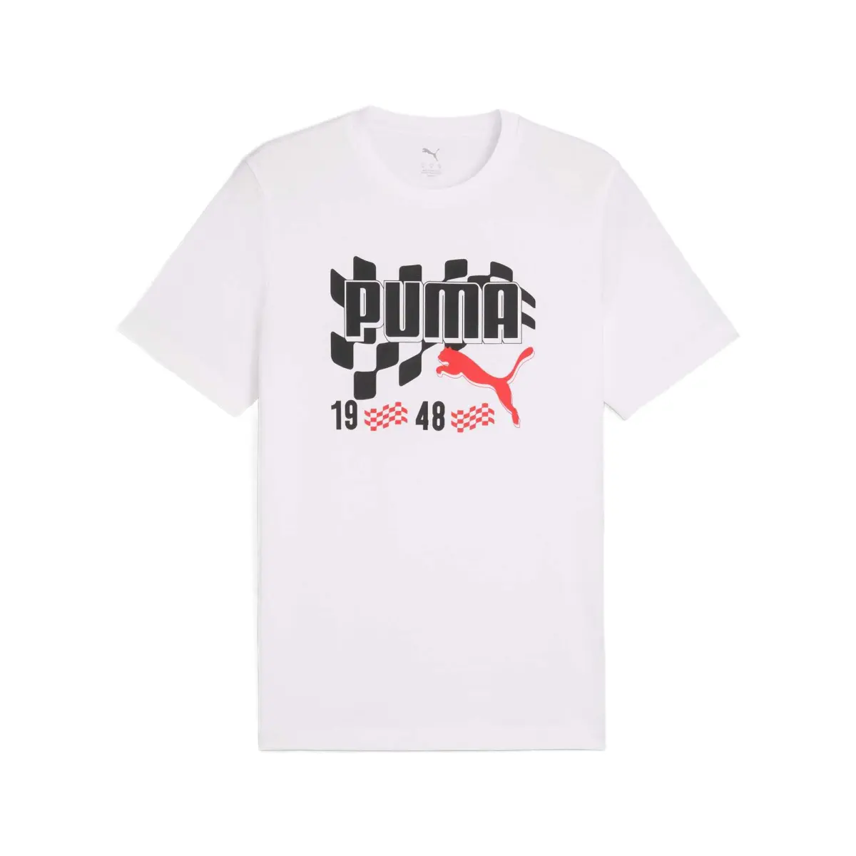 PUMA T-Shirts Men's White Crew Neck Moderate Straight Fit