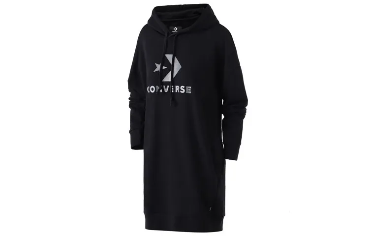 Converse Sweatshirts Women's Black Hooded Moderate Regular