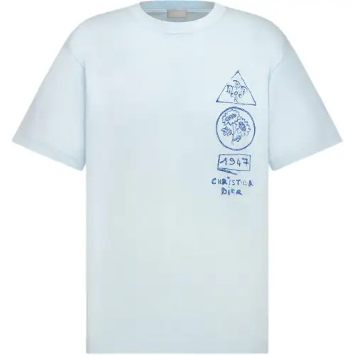 DIOR SS25 Summer Men's Clothing Collection T Shirt Men's Blue