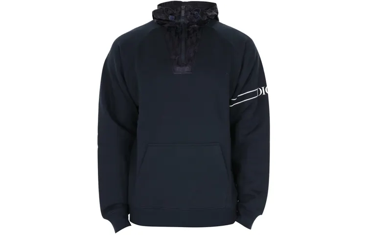DIOR Quarterly New Products Sweatshirts Men's Blue Hooded Moderate Heavyweight
