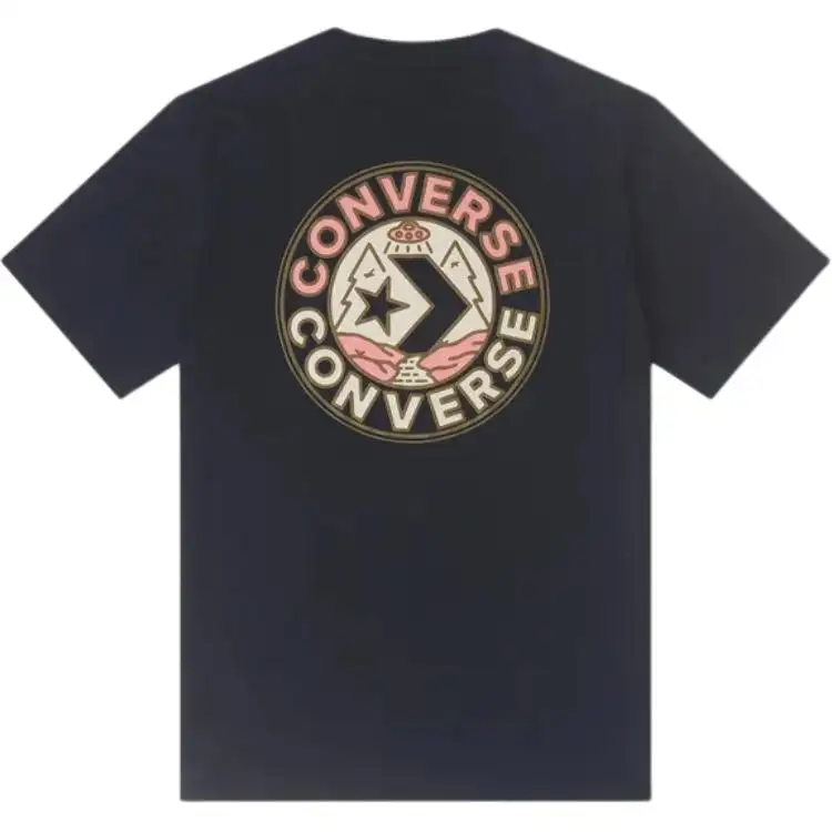 Converse T Shirts Men's Black Crew Neck Moderate Straight Fit