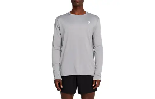ASICS T Shirts Men's Gray Crew Neck Moderate Straight Fit