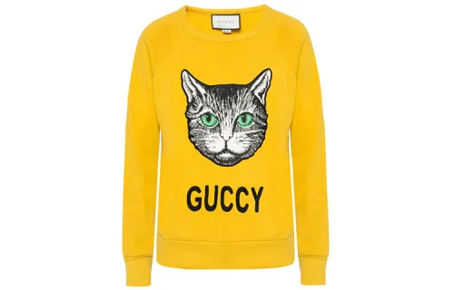 GUCCI Sweatshirts Men's Yellow Crew Neck Moderate Regular