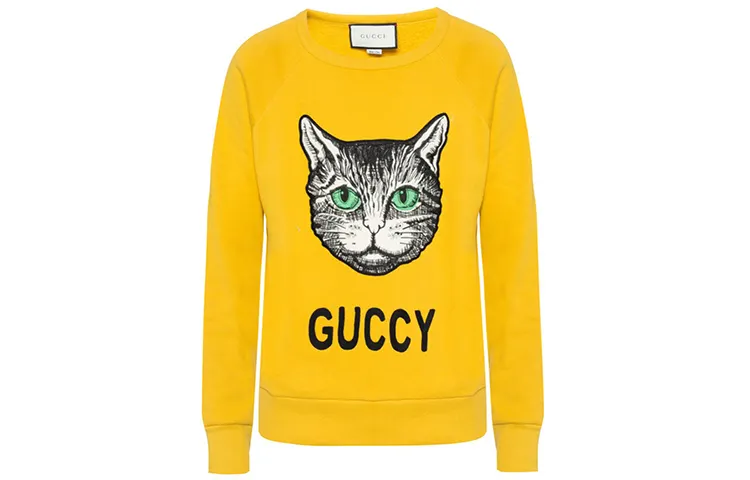 GUCCI Sweatshirts Men's Yellow Crew Neck Moderate Regular