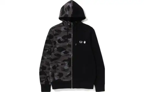 Bape X Fred Perry Color Camo Zip Hoodie